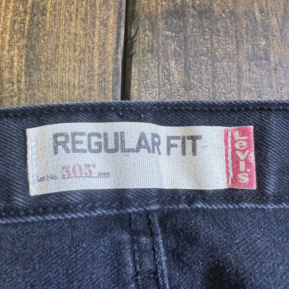 Levis‎ 505 Regular Fit Jeans Mens 36x34 Faded Black Straight Leg Denim Pants